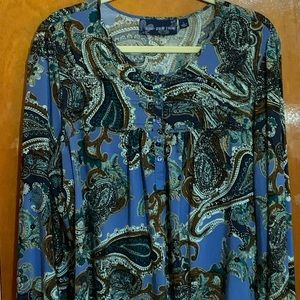 SUSAN GRAVER PULLOVER BLOUSE WITH PLEATING DETAIL L